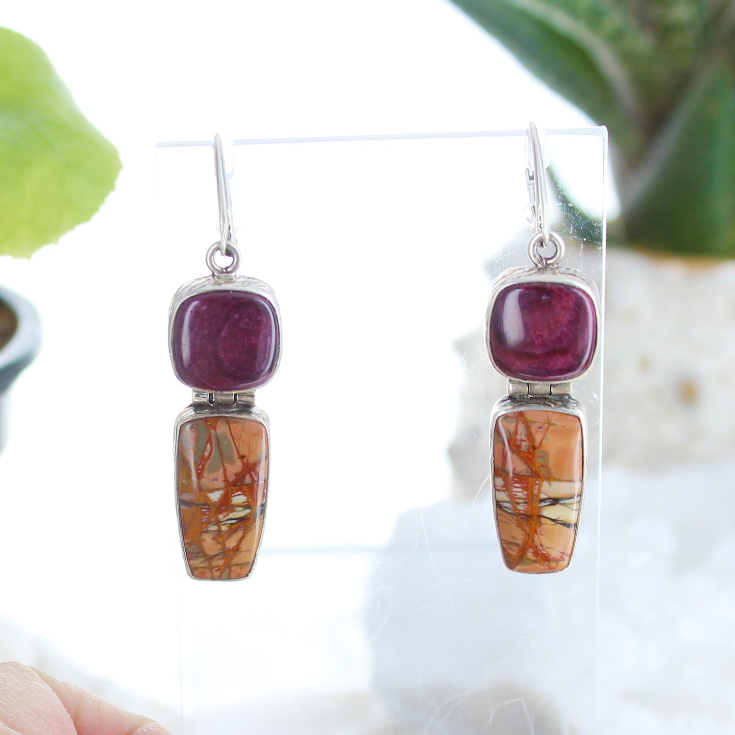 Sonora Sunrise And Purple Spiny Oyster Earrings -NewWorldGems