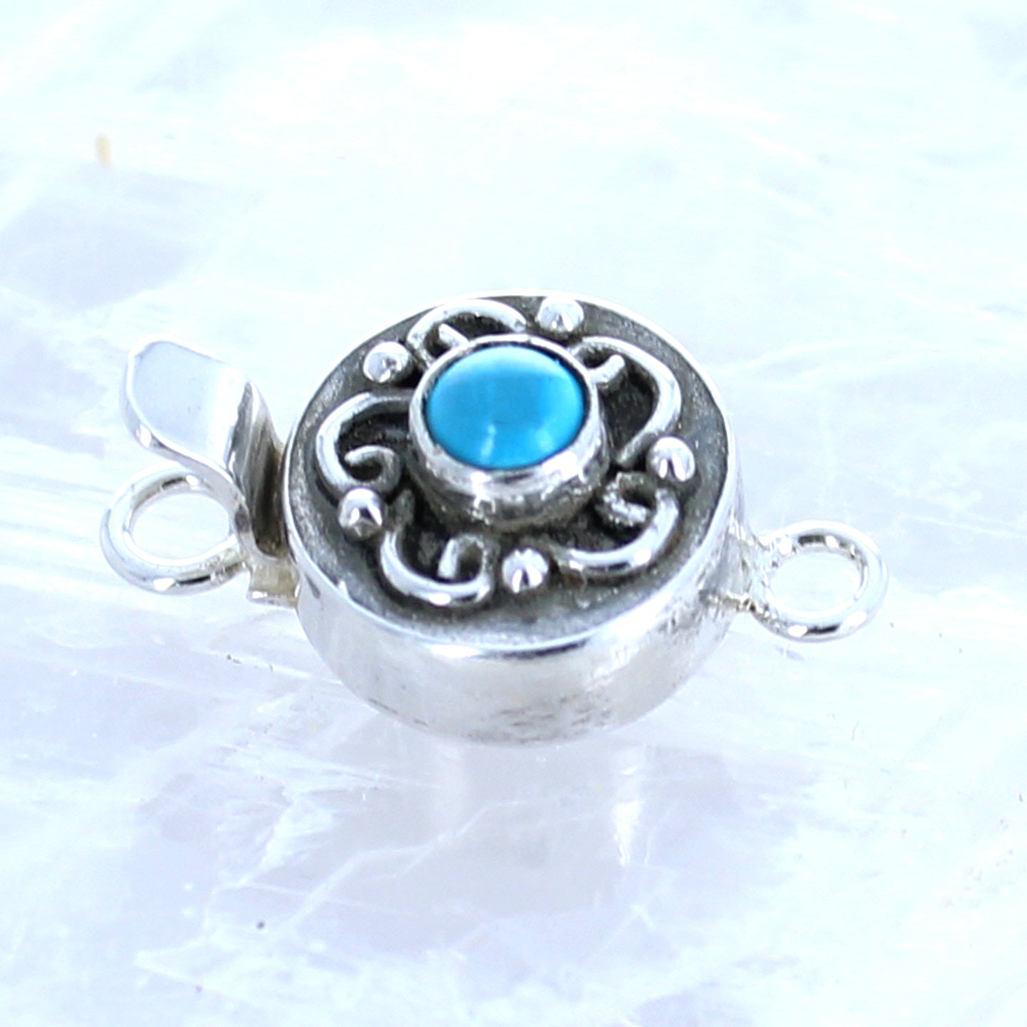 Sleeping Beauty Turquoise Clasp Sky Blue Wire Design Round 4mm -NewWorldGems