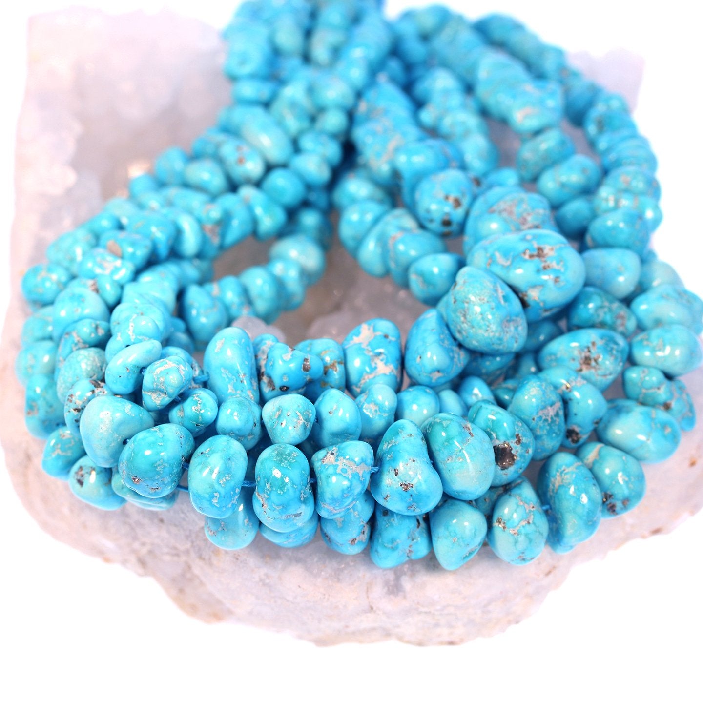 Sleeping Beauty Turquoise Beads Large Nuggets 7-24Mm -NewWorldGems