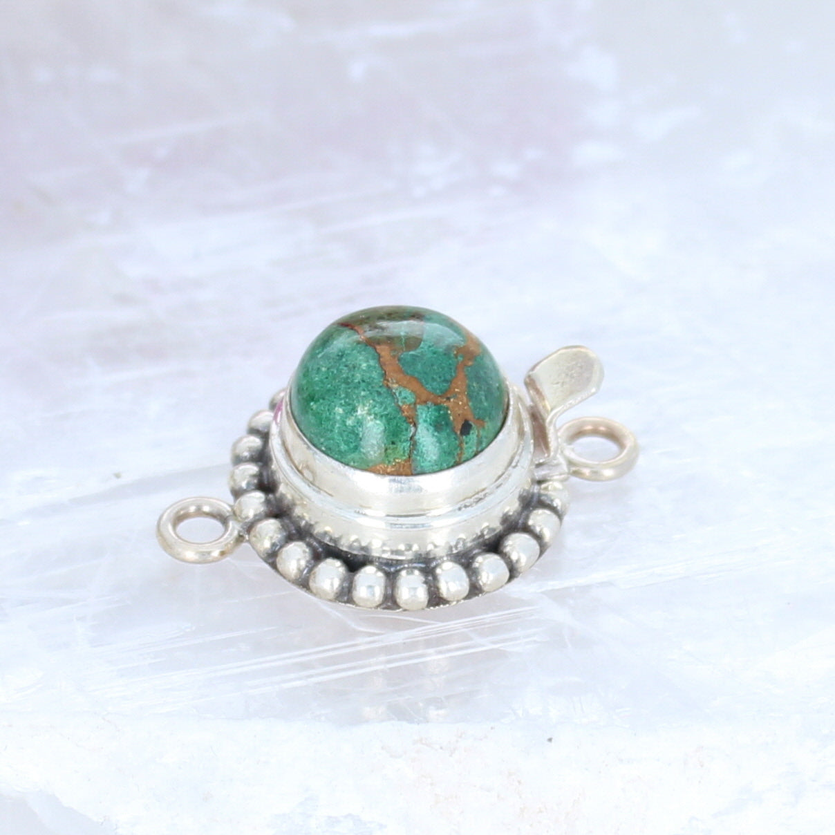 Malacite Copper Clasp Sterling 10mm Round Ball Design Clasp -NewWorldGems