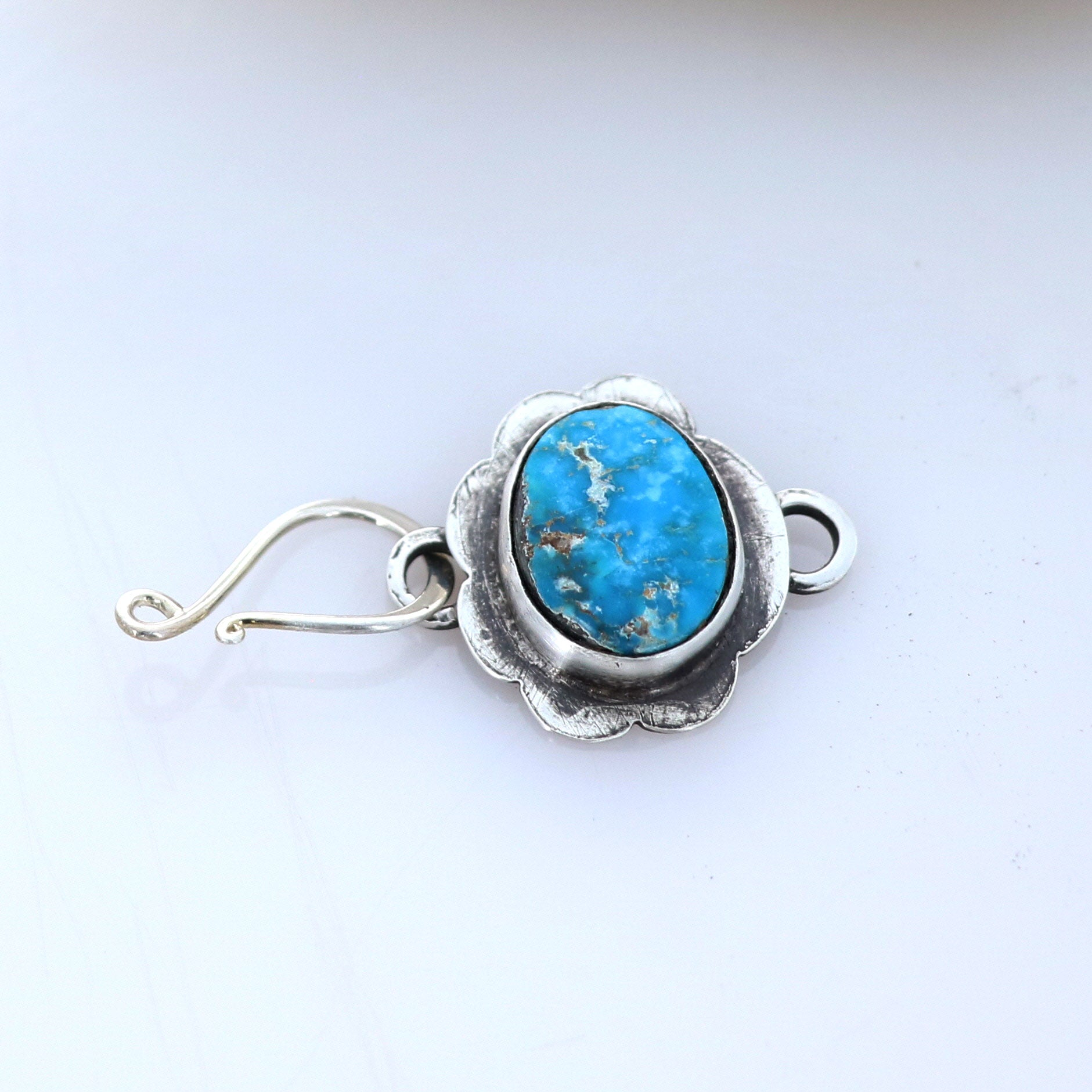 Mixed American and Sonoran Turquoise Sterling Clasp J Hook -NewWorldGems