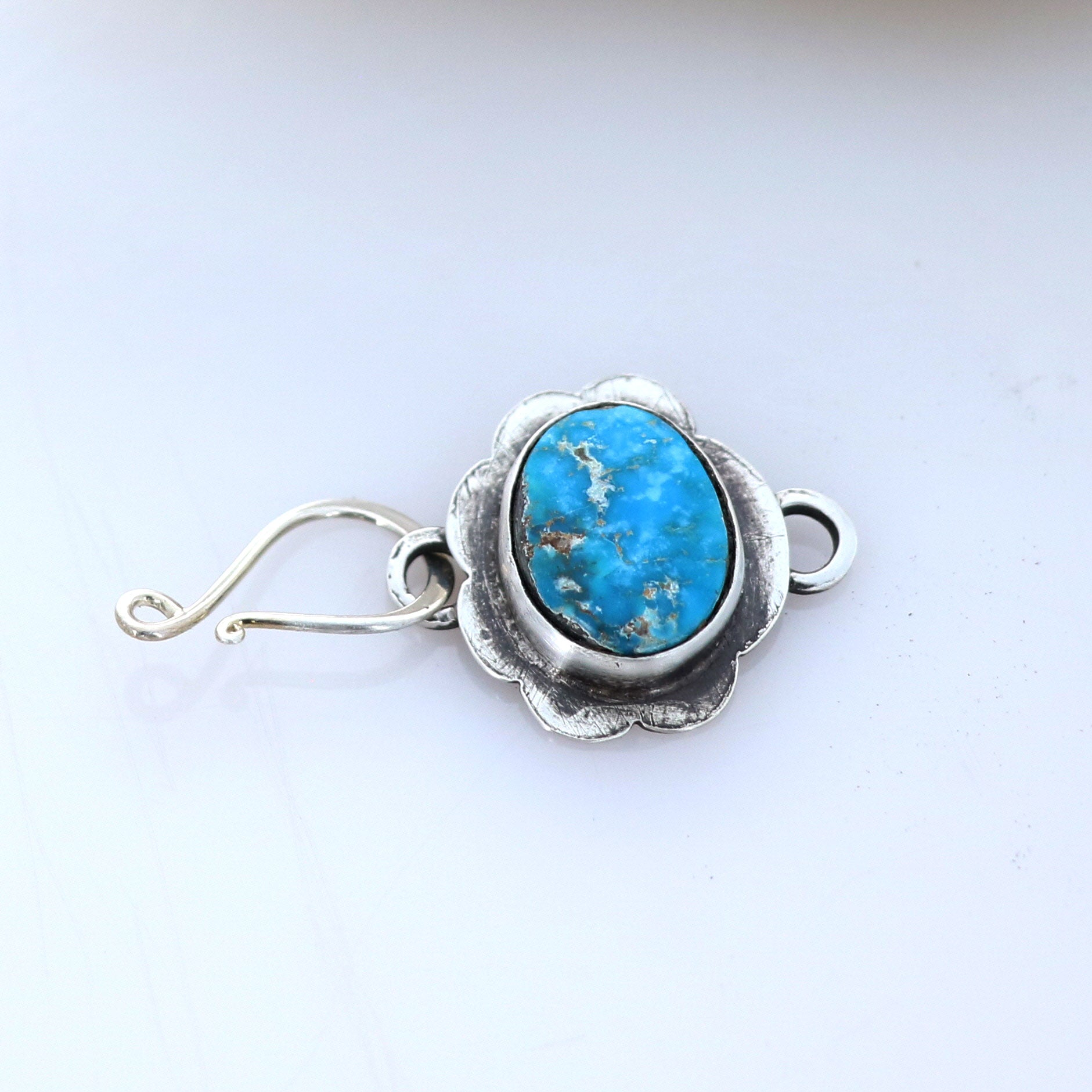 Mixed American and Sonoran Turquoise Sterling Clasp J Hook -NewWorldGems