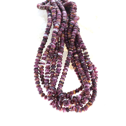 Deep Purple Spiny Oyster Beads 6Mmm Rondelles -NewWorldGems