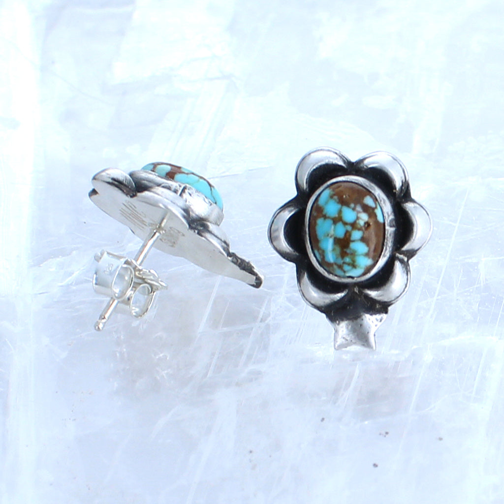 Many Moons Rare #8 Mine Turquoise Earrings Sterling -NewWorldGems