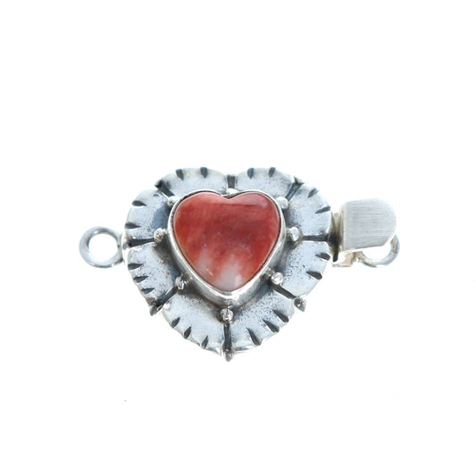 Spiny Oyster Clasp Sterling Heart Shaped Red Or Orange Southwest -NewWorldGems