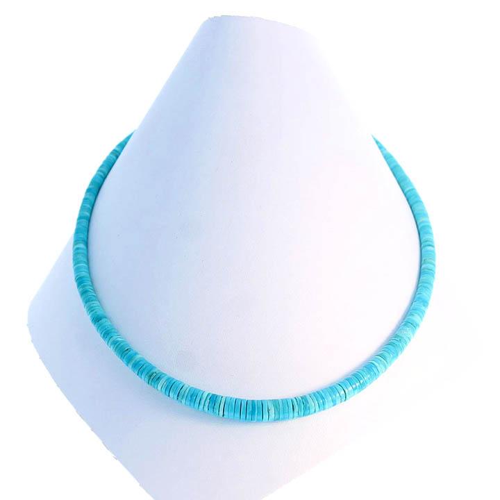 Sleeping Beauty Turquoise Necklace Heshi Beads 17" -NewWorldGems