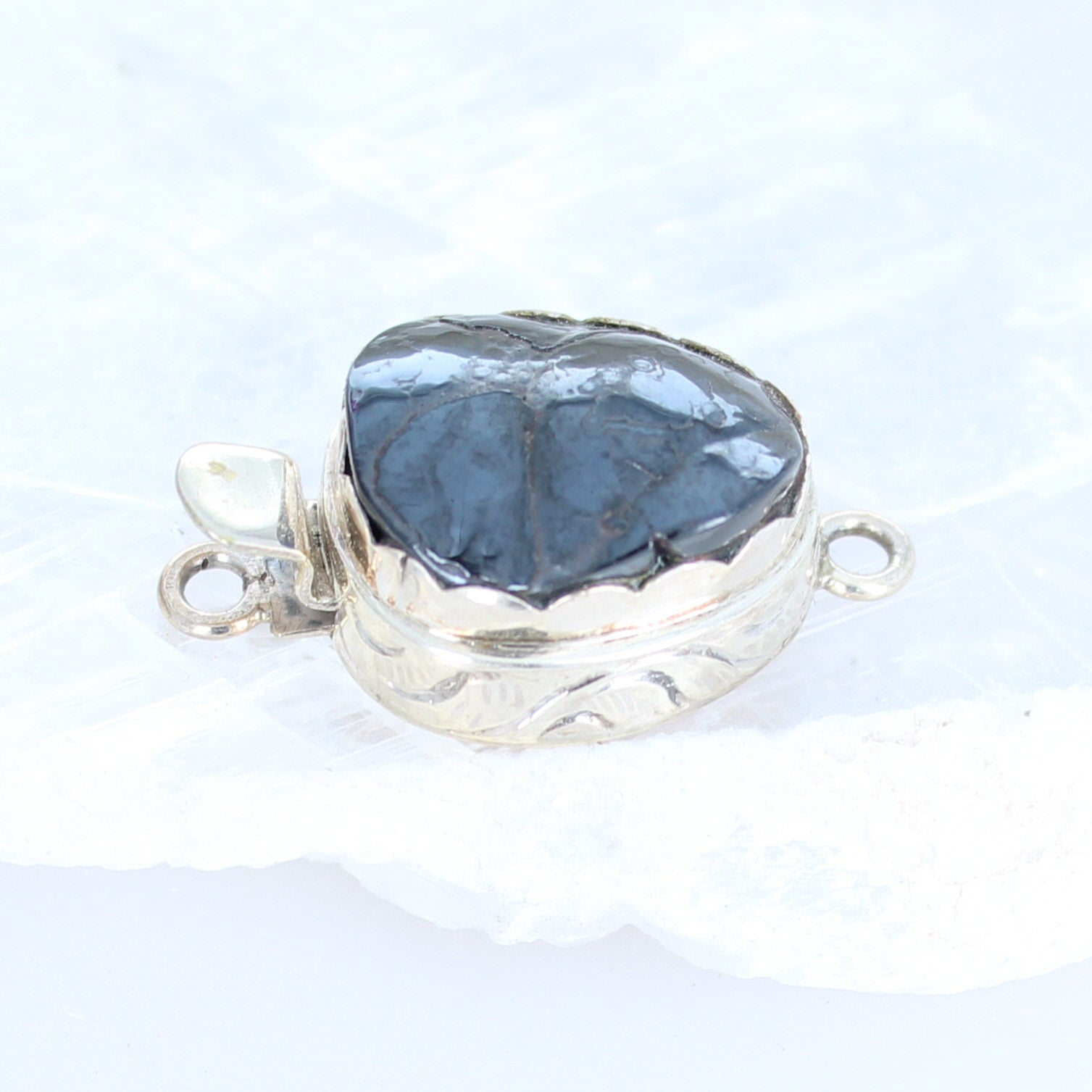 Large Sterling Silver Hemitite Clasp Component -NewWorldGems