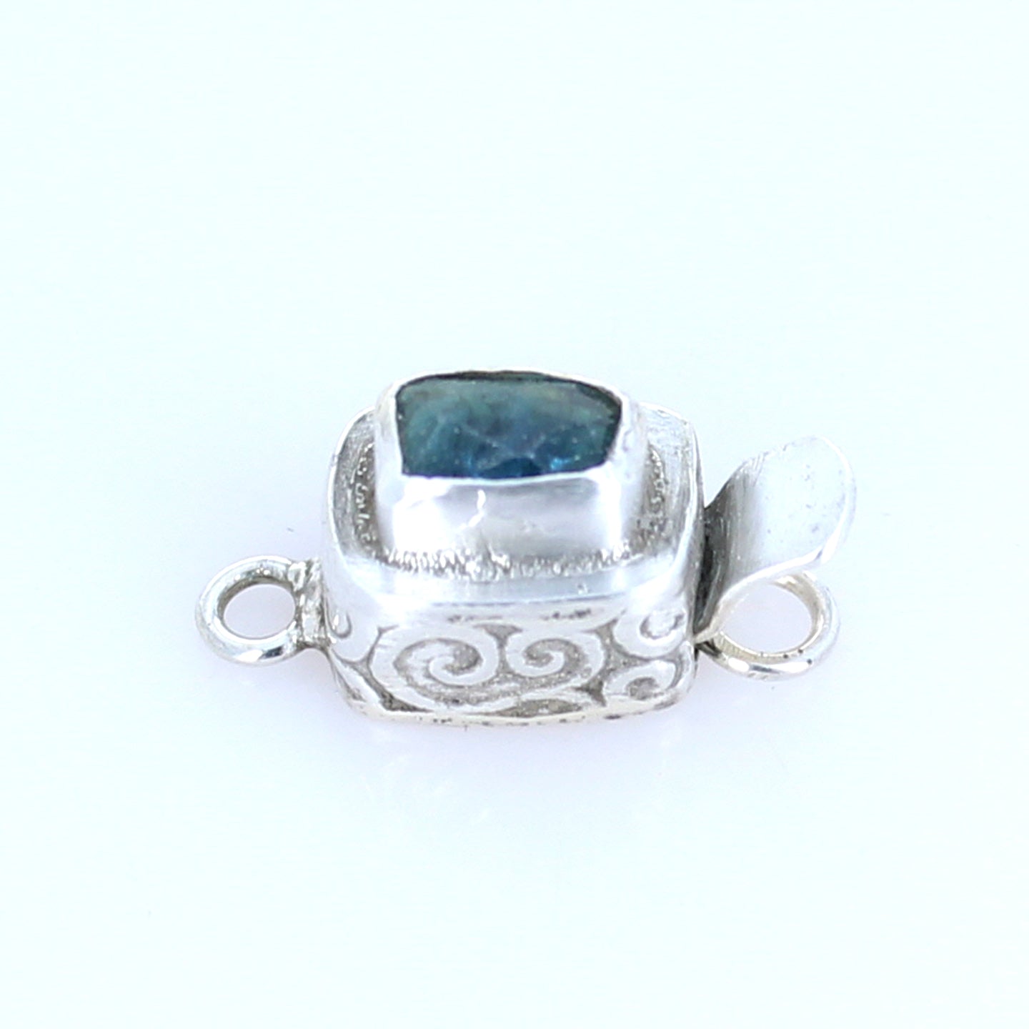AAA Blue Tourmaline Faceted Sterling Clasp Patterned Design #2 -NewWorldGems