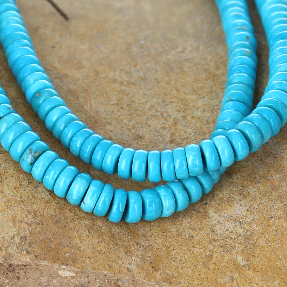 AAA SLEEPING BEAUTY Turquoise Beads Buttons Graduated 4-7mm 19" -NewWorldGems