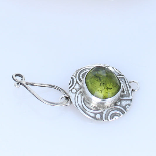 Arizona Peridot Faceted Sterling Clasp Patterned J Hook -NewWorldGems