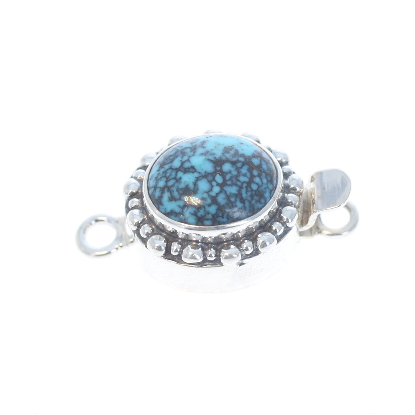 Turquoise Clasp Sterling 13X11Mm Oval Teal Matrix -NewWorldGems