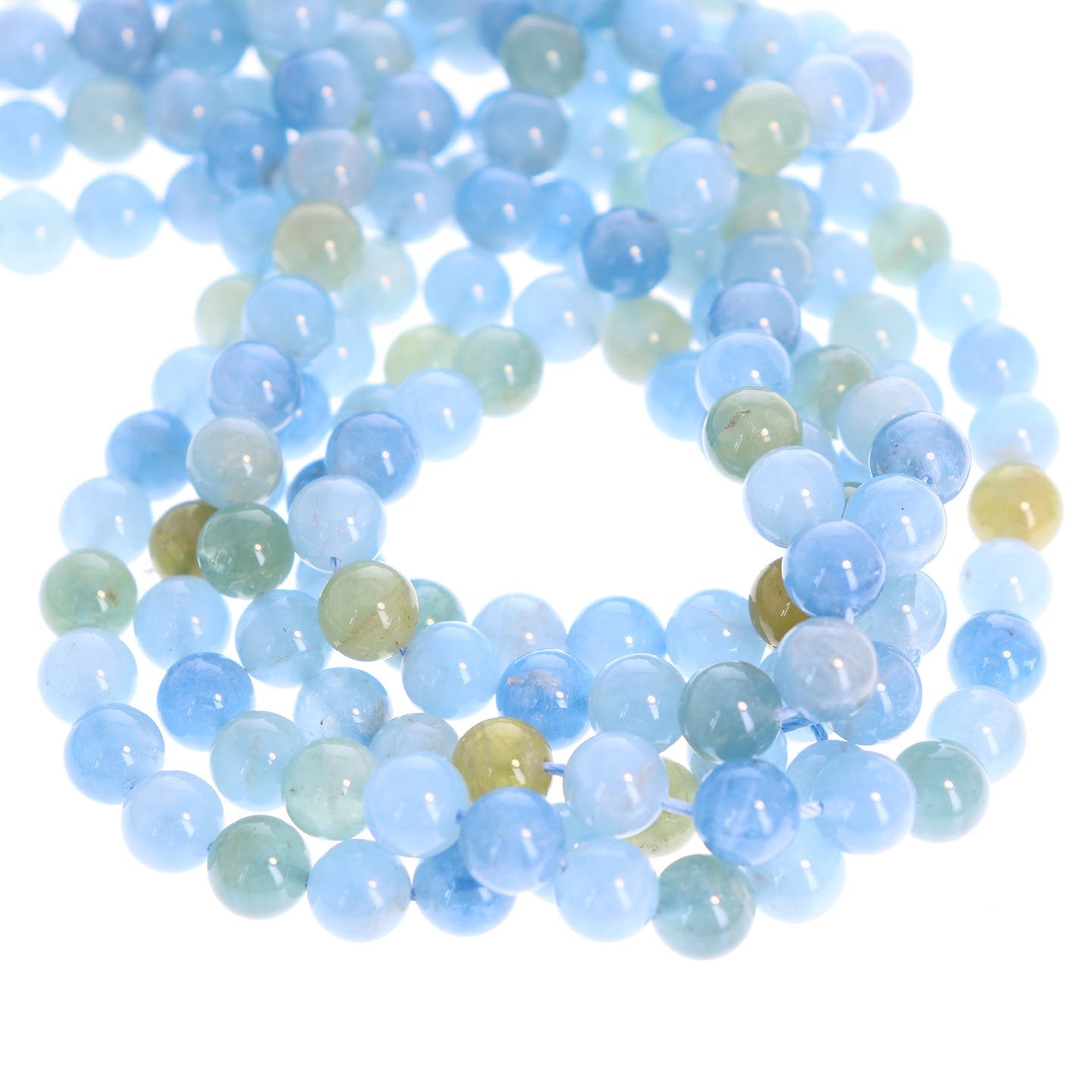 Aquamarine Beads Round Multi Color 10mm -NewWorldGems