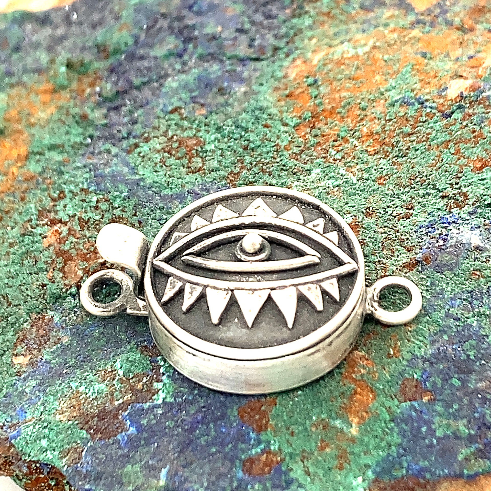 Protective Eye Clasp Sterling Silver 18mm Choose Finish -NewWorldGems