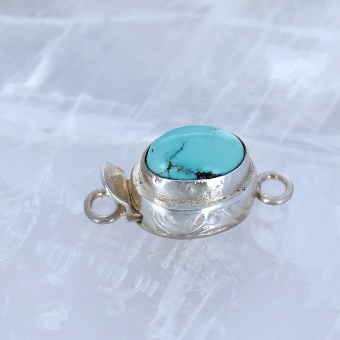 Vintage Godber Turquoise Clasp Sterling Silver -NewWorldGems